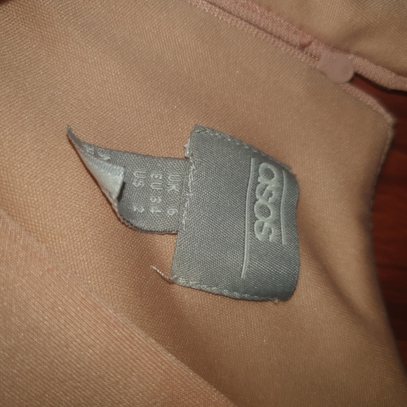 ASOS blush fallen shoulder bowtie scuba jumpsuit sz 6 - Picture 6 of 6